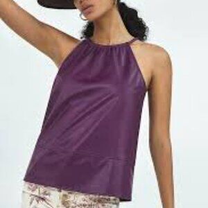 ANTHROPOLOGIE SAFYA FAUX LEATHER TANK / WINE